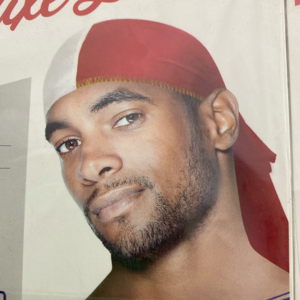 New Deluxe luxury silky & shiny, smooth & thick red & white  Du-rag men's 12/pkg